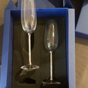 NWT Swarovski Toasting Flutes/ Champagne glasses Wedding Set of 2!